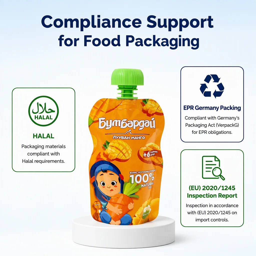 DQ PACK Custom  High Temperature 121 Food Grade Juicy Baby Food Packaging Retort Spout Pouch Stand up Pouch