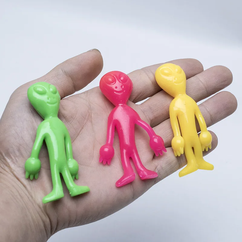Party Games Play Novelty Toys TPR Soft Mini Alien Attack Flinger Alien Sling Shot Sticky Alien Catapult