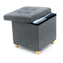 HStex Custom Stool Design Room Box Foldable Furniture Storage Home Stool and Chairs square Fabric Ottoman Seat