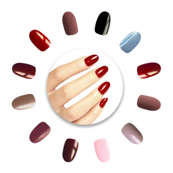 Oval Style Short Colore Press On Nails Private Label Glossy Pure Colour Tip Nail