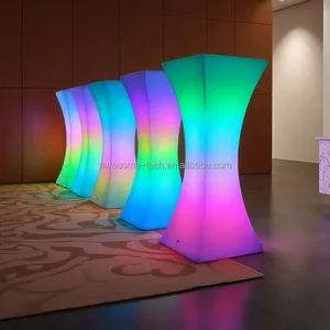 Hotel Furniture Modern and Simple White Plastic Table Led Dining Table Portable