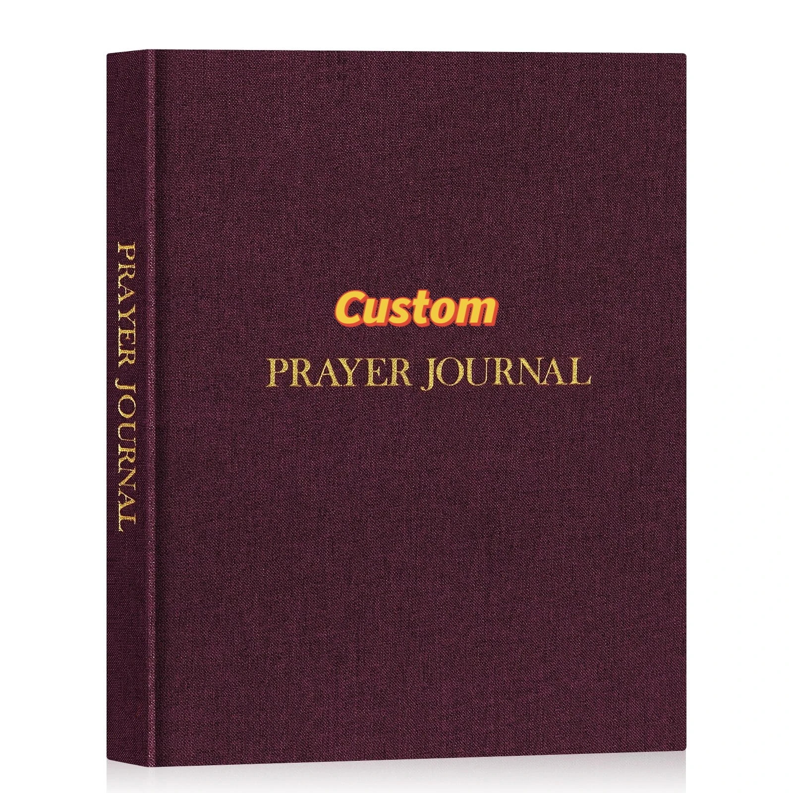 OEM Custom Golden Foiled Eco Friendly Notebook With Linen Hard Cover Bible Planners 2025 for Women Christian Prayer Journal