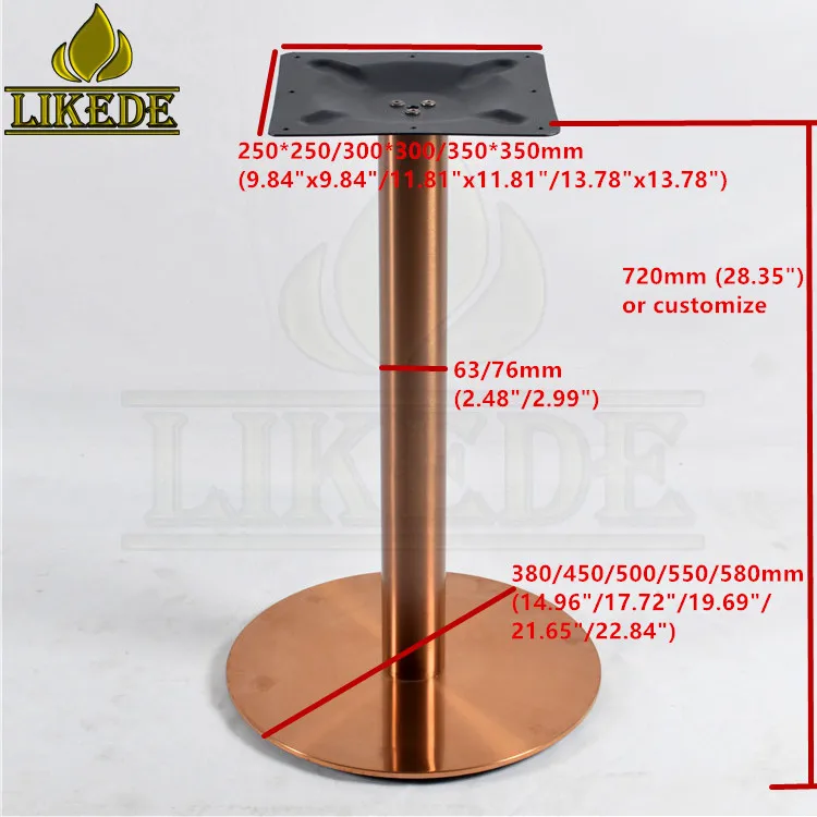 Hot Sale Luxury Round Plate Brushed Rose Gold Stainless Steel Table Base Premium Furniture Legs