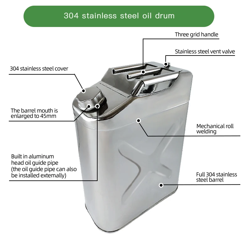 Stainless Steel Jerry Can 10/20/30 Liter Gasoline Gas Fuel Can Backup