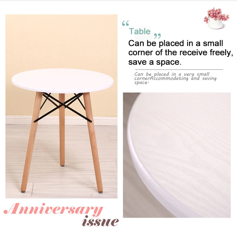 White Table Wood Legs Modern Living Room Restaurant Round Small Dining