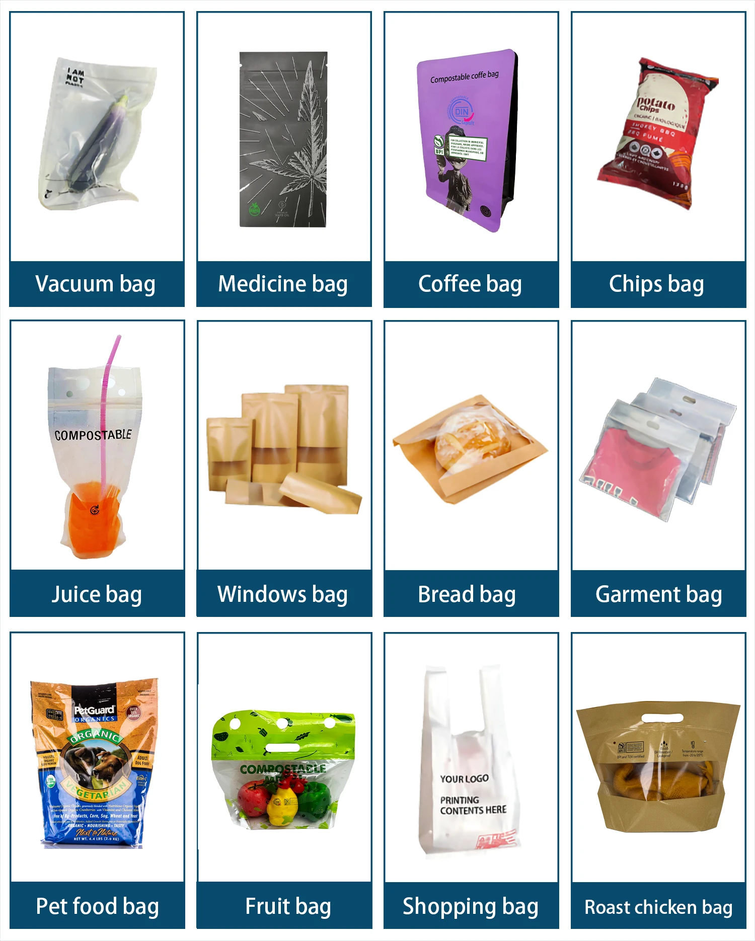Food Packaging Types Of Carrier Bags Types Of Plastic Bags For