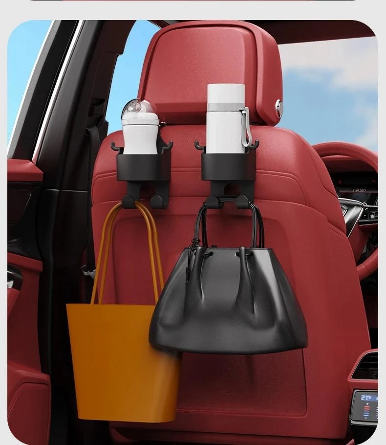 Mulcort Organisateur de siège arrière de voiture, organiseur pour appuie- tête de voiture avec porte-gobelet, boîte à mouchoirs, crochet pour appuie- tête, support de téléphone, boîte de rangement