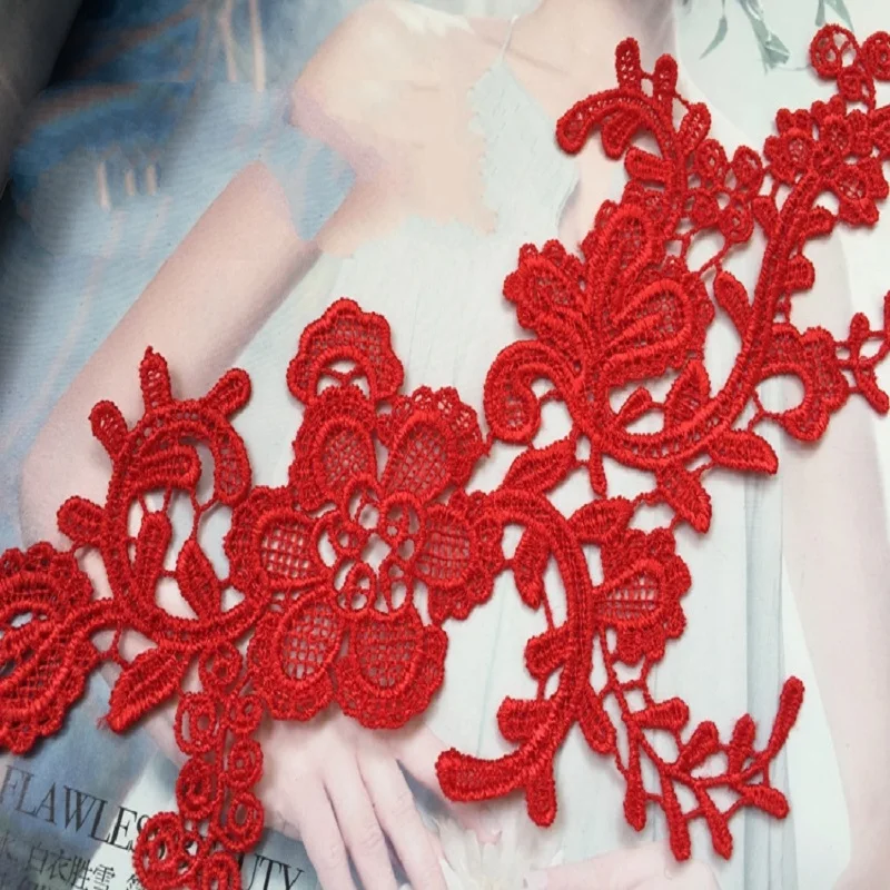 red lace applique