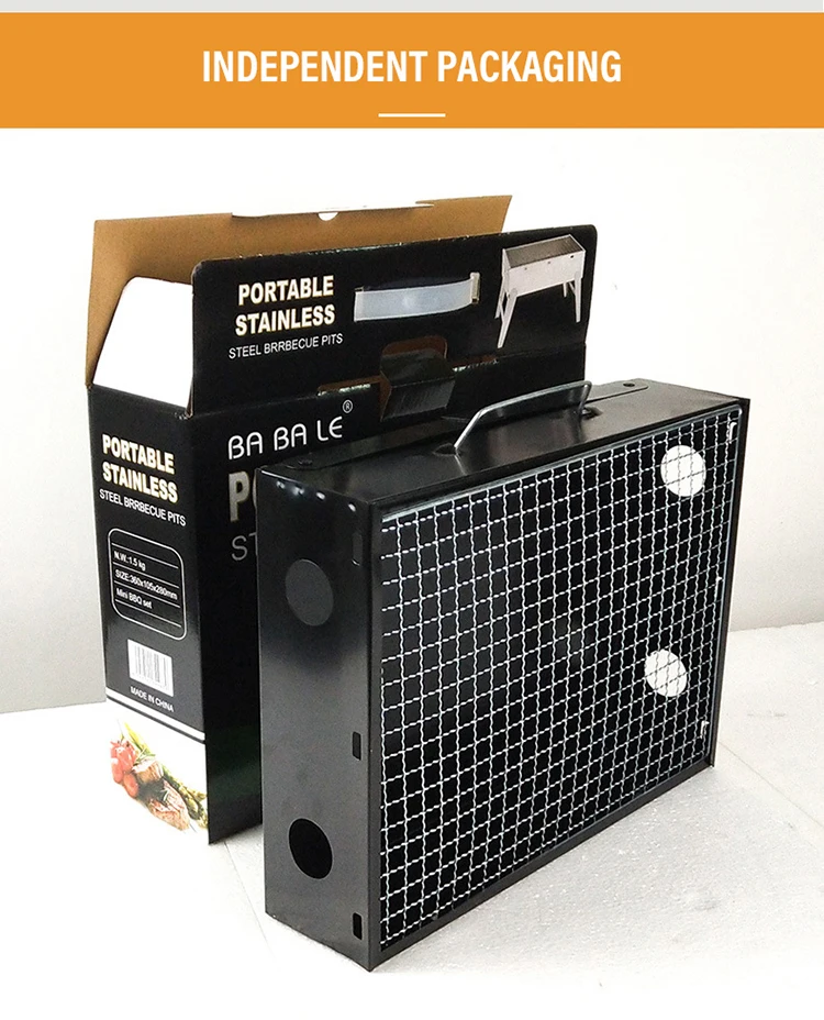 Foldable Portable BBQ Grill - Compact Charcoal Stove For Camping, Picnics, Tailgating, 13.8x10.6x7.9 Inches - View #3
