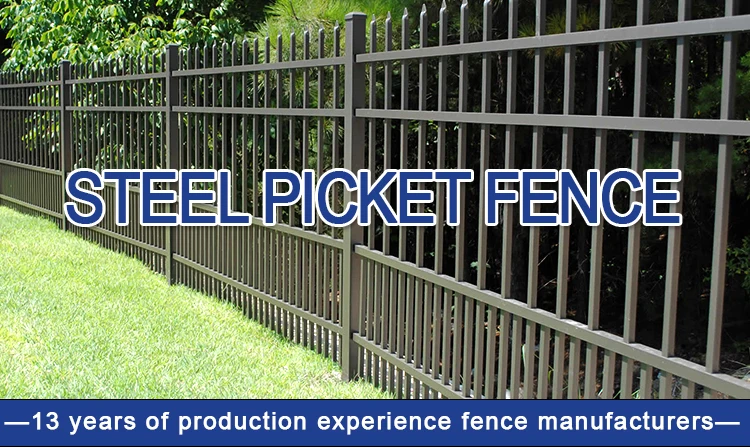 Wholesale 6ftx8ft garden black metal fences anti rust galvanized steel fences and gates for houses manufacture