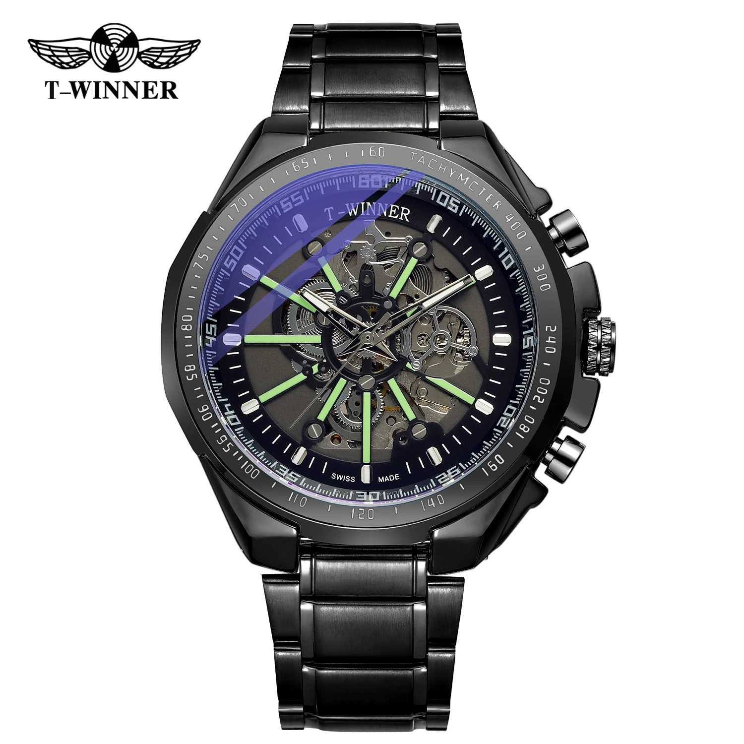 
 Лидер продаж; Модные T-WINNER класса люкс 2020 водонепроницаемые мужские часы-Скелетон reloj  