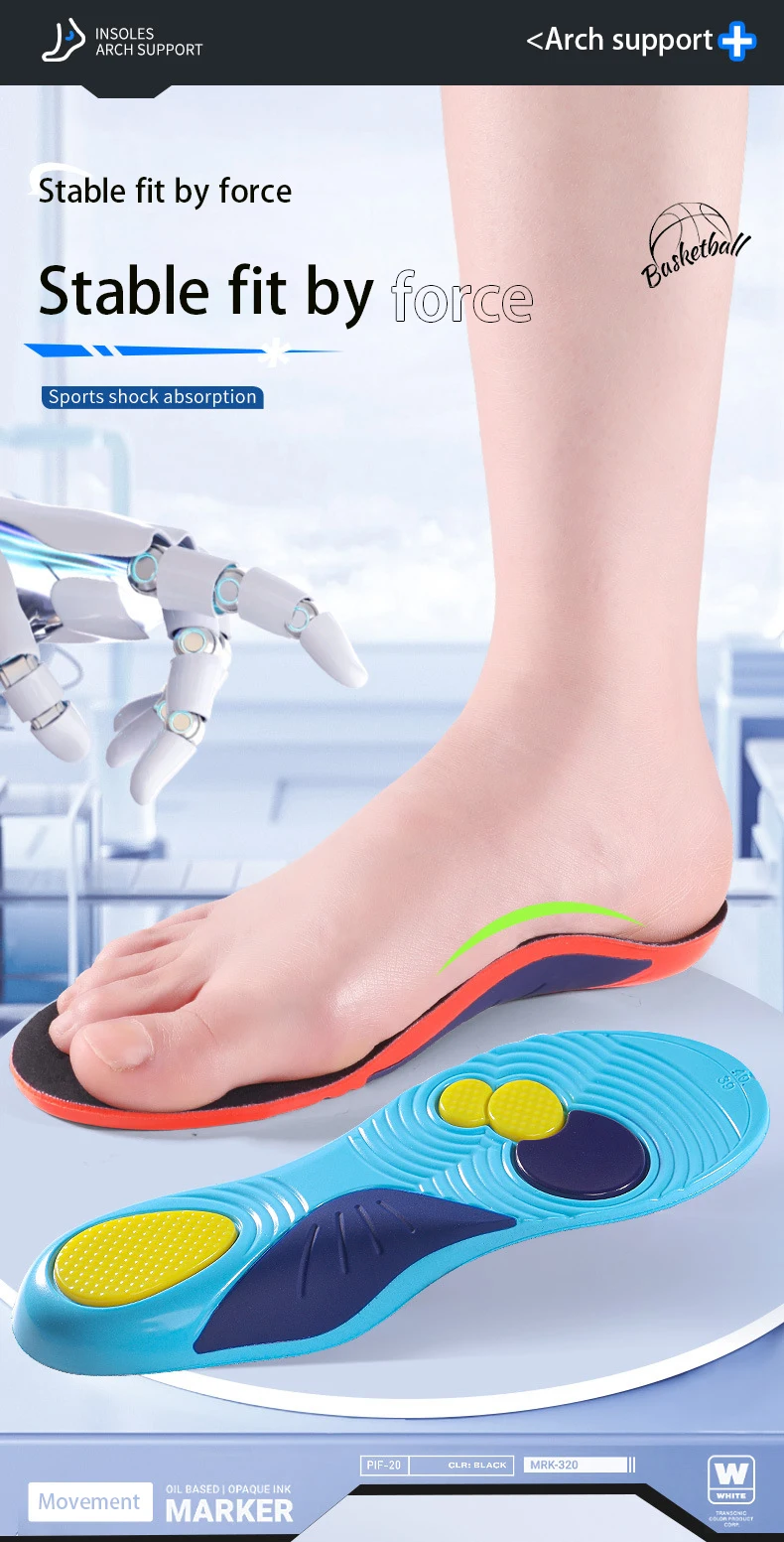New Arrival Arch Support Sport Insoles Comfortable Shock Sweat Absorbing Pain Relief Massage Ball Foot Cushions Bouncy Inserts