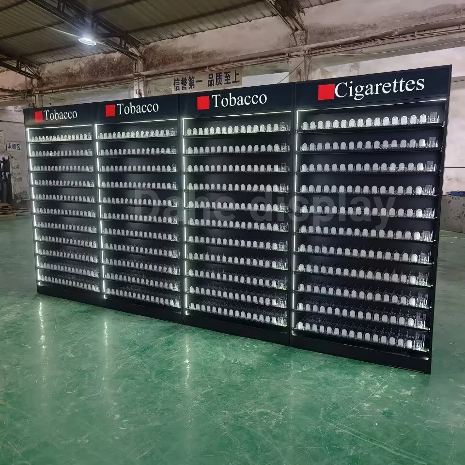 Cigarette case with Lighter Gas Station Stores Tobacco Shelf Display Cabinet Metal Cigarette Display Racks for Smoke Shop