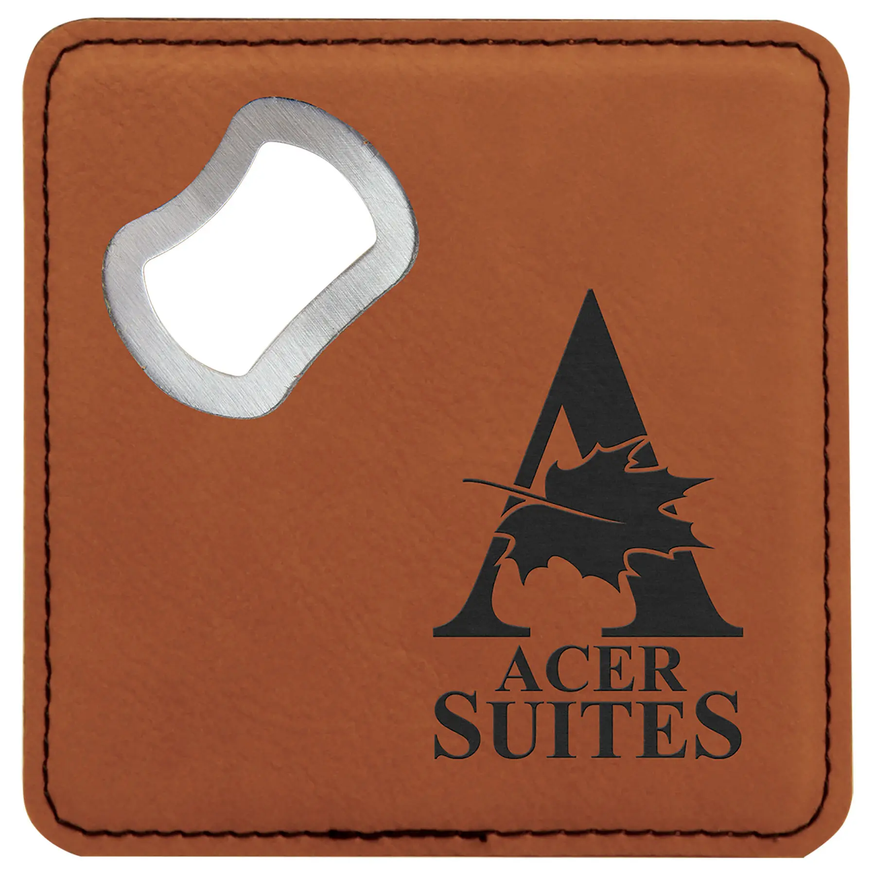 Laserable Leatherette Blanks Bottle Opener Coaster Covered Leather for laser engrave details