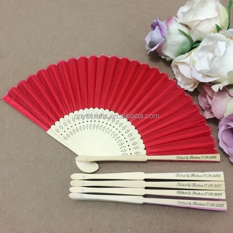 45pcs Personalized White Wedding Hand Fan Customized With Bride And