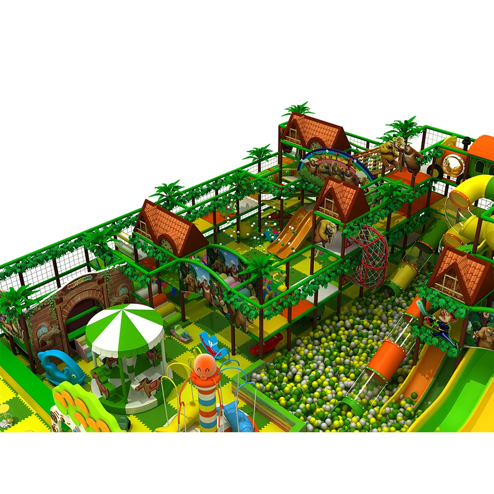 Commercial Children Soft Pay Area Jungle Theme Kids Indoor Playground  Equipment With Slide for Sale