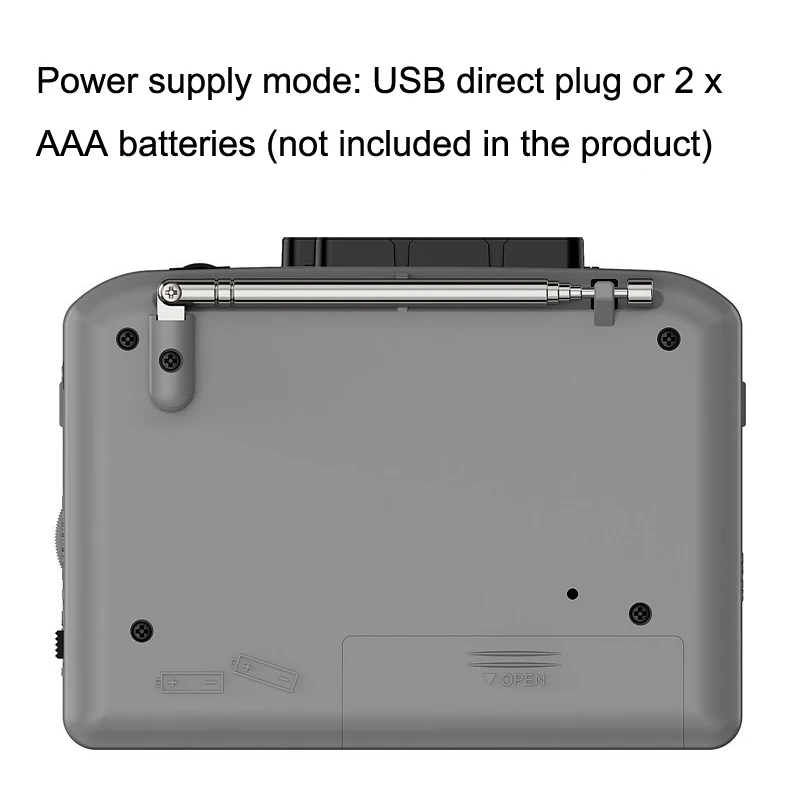 Portable English Learning Tape Converter Built-in Speaker Small FM AM Radio Retro Music Converter for Students