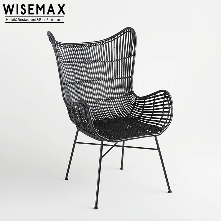 WISEAMX High Quality Wicker Rattan Living Room Leisure Metal Indonesia Rattan Chair Outdoor Chair Fashion Luxury Hotel Furniture
