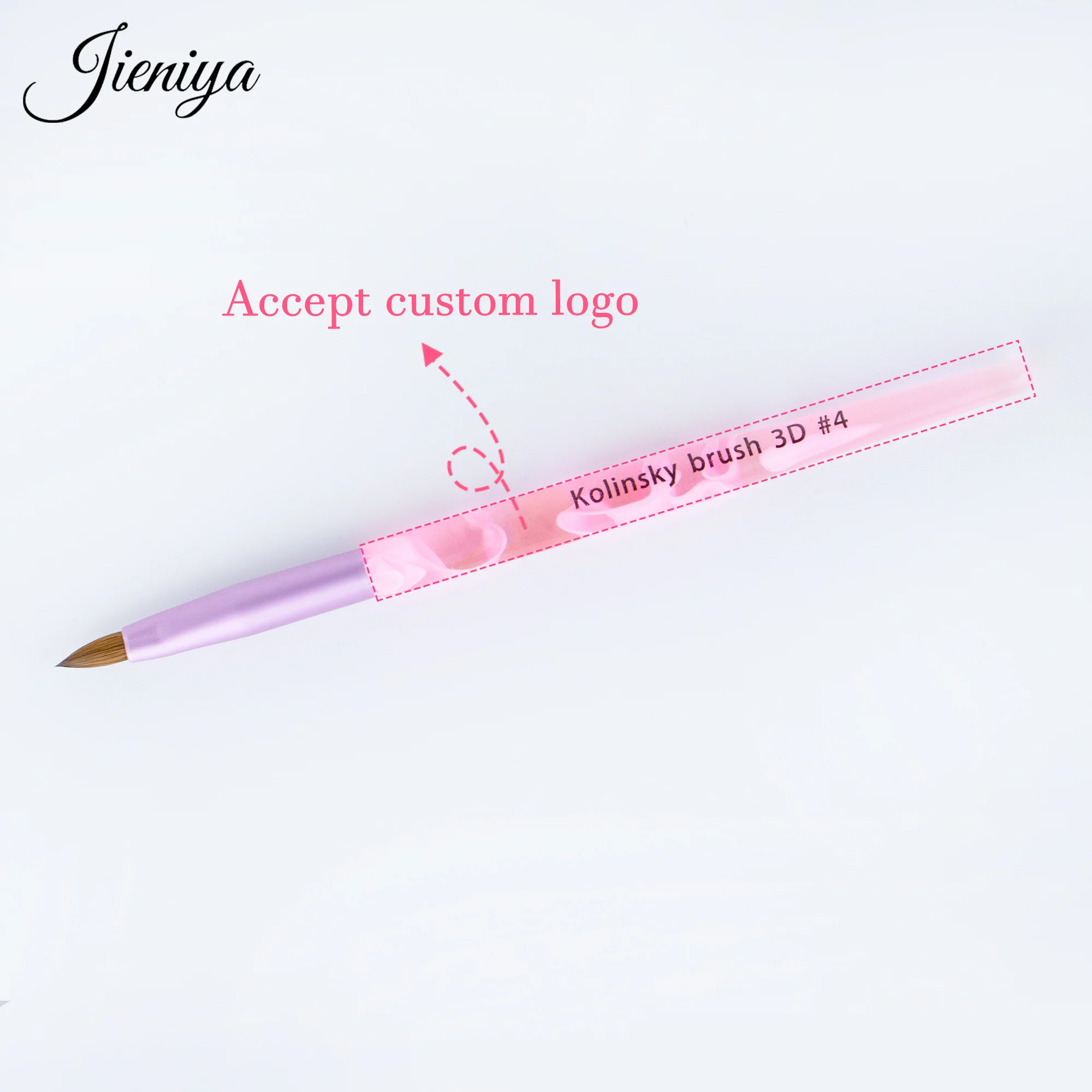 Акриловая скульптурная кисть Розовая мраморная текстура Ручка Pure Kolinsky 3D Кисть для