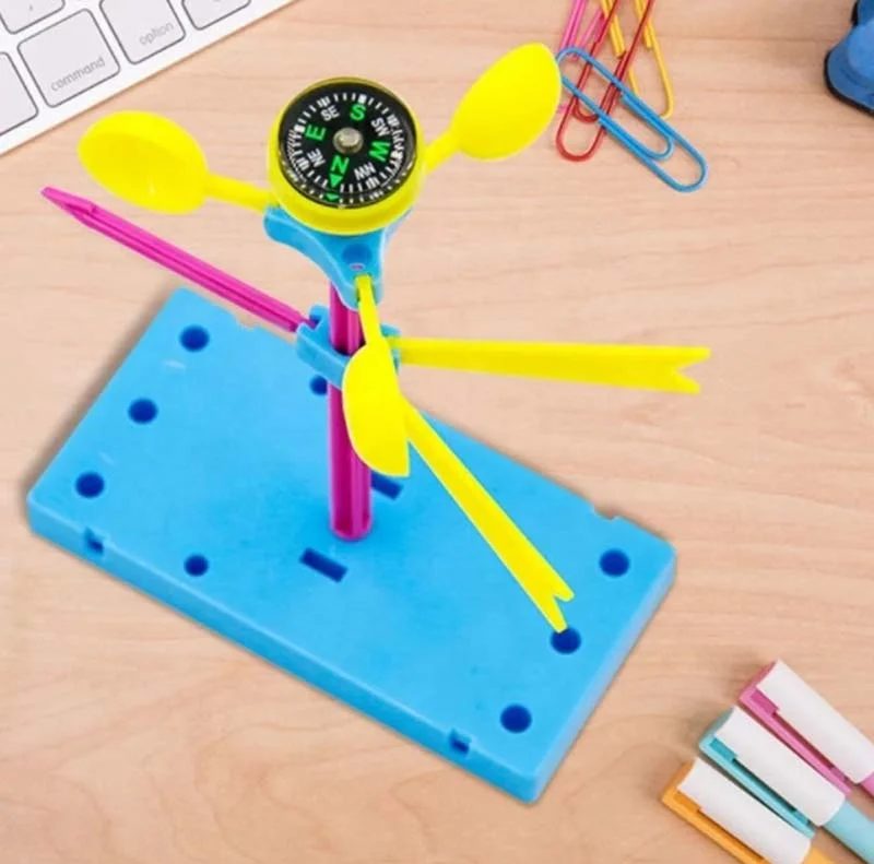 DIY Plastic Wind Vane Model Handmade Anemometer Kit Wind Speed Measurement Toy for Children Physics Experiment Supplies