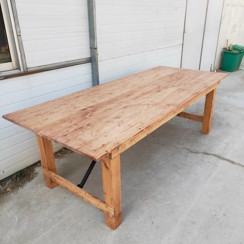 Promotion French Log Colored Recycled Pine Solid Wood Farm Banquet Folding Table Solid Wood Folding Outdoor Dining Table