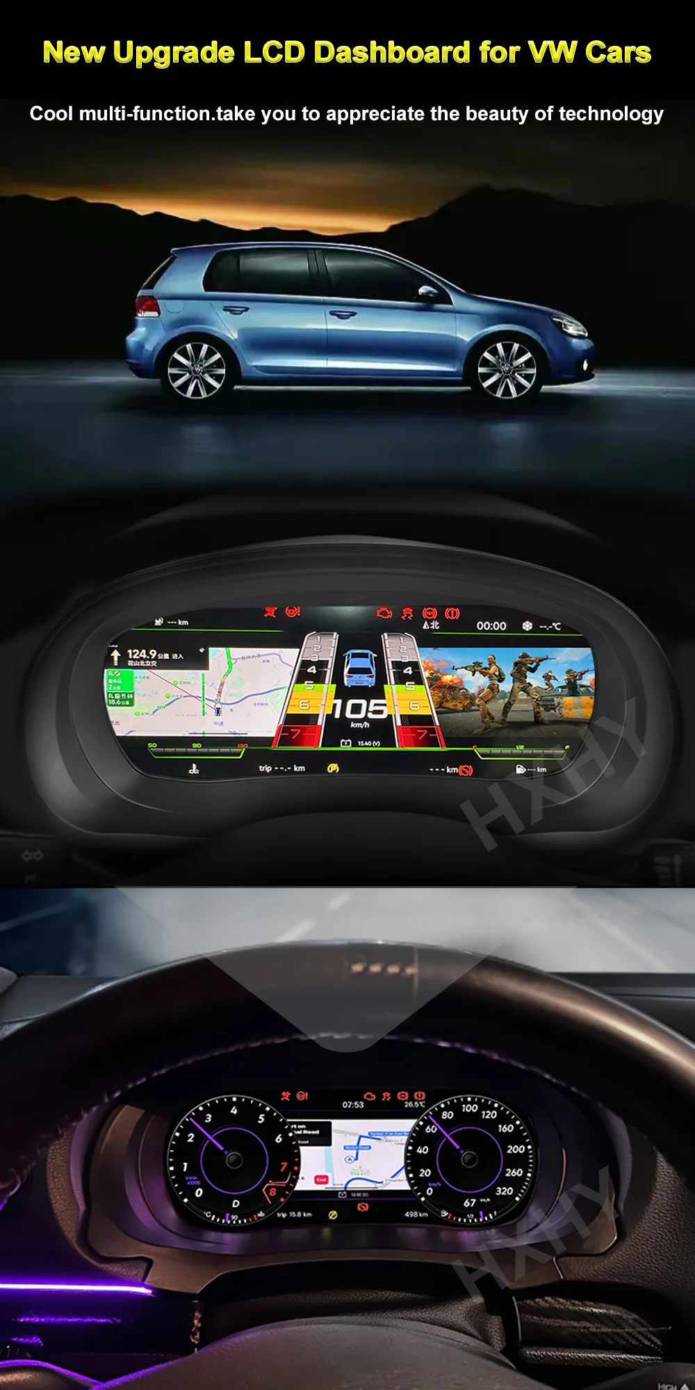 Hxhy Latest Original Car Cockpit Panel Instrument Digital Cluster For