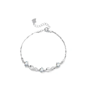 Factory Wholesale Fine Jewelry Sterling Silver 925 Bracelet Charms Iced Out VVS Moissanite Bracelet for Women