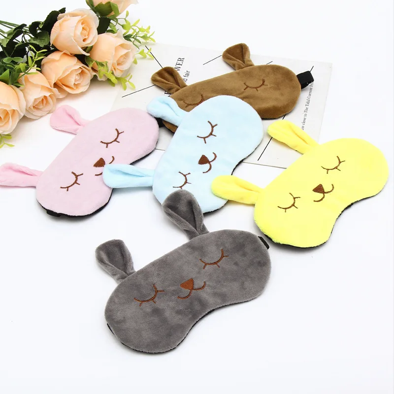 2023 Cute Fluffy Rabbit Cartoon Sleeping Eye Mask Breathable Eye Mask