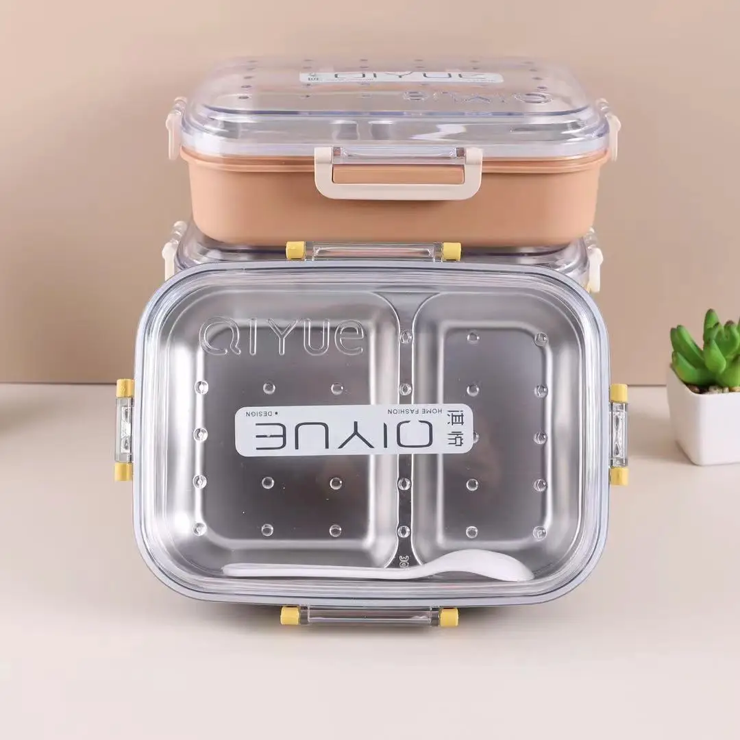 1pc Portable Double Layer Lunch Box With Separate Dip Box And