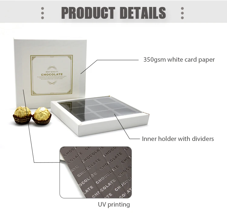 Custom Printed Chocolate Gift Box with 350gsm Cardpaper and CMYK+PMS Color for Candy Packaging
