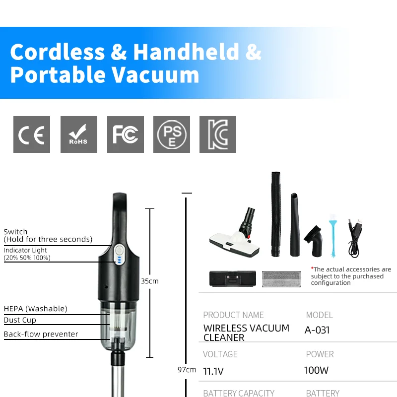 Big suction portable cordless stick vacuum cleaner vertical wireless handheld vacuum cleaner