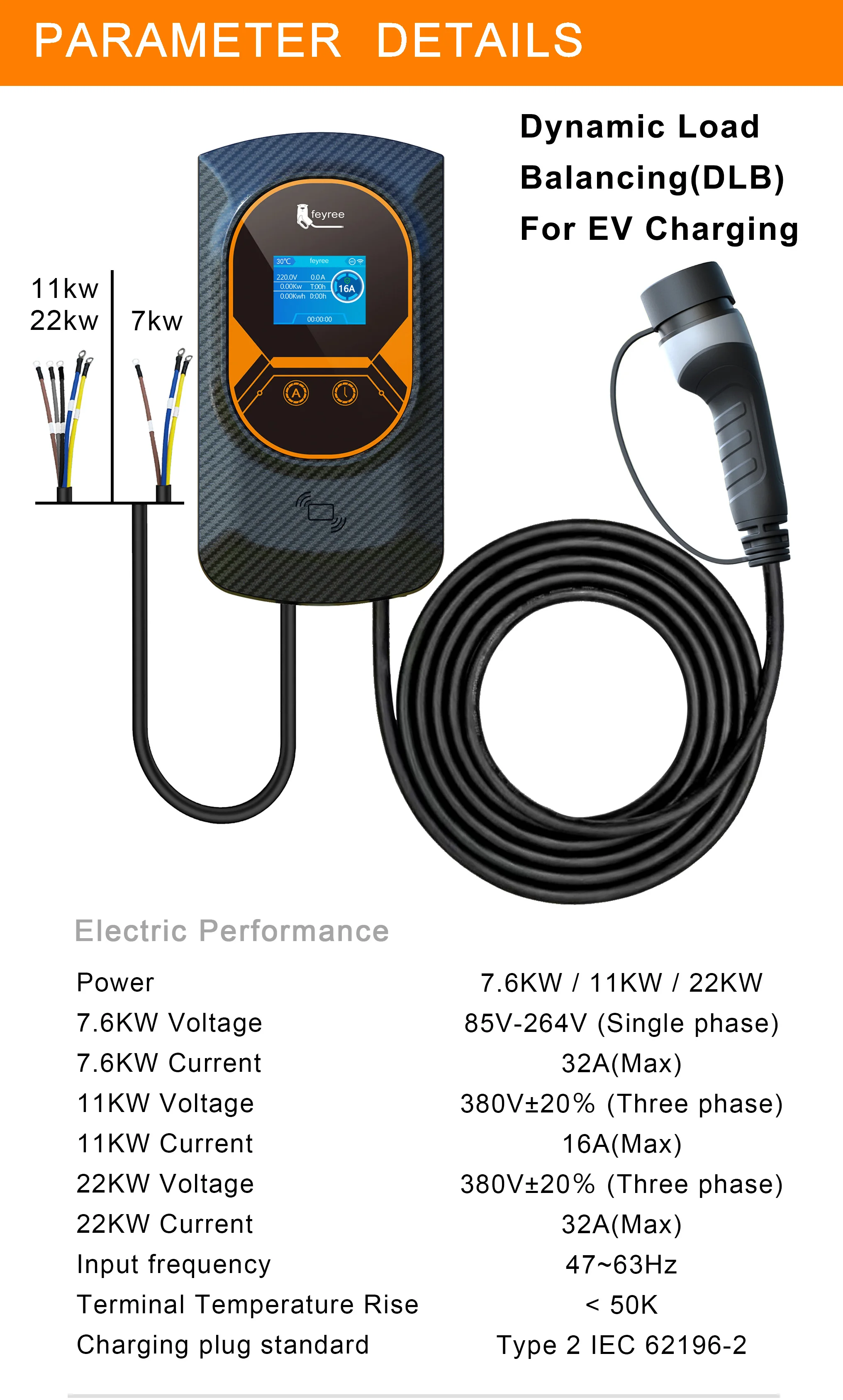 Feyree Dlb Ev Charger Type2 Ocpp 32a Load Balance Evse Wallbox App ...