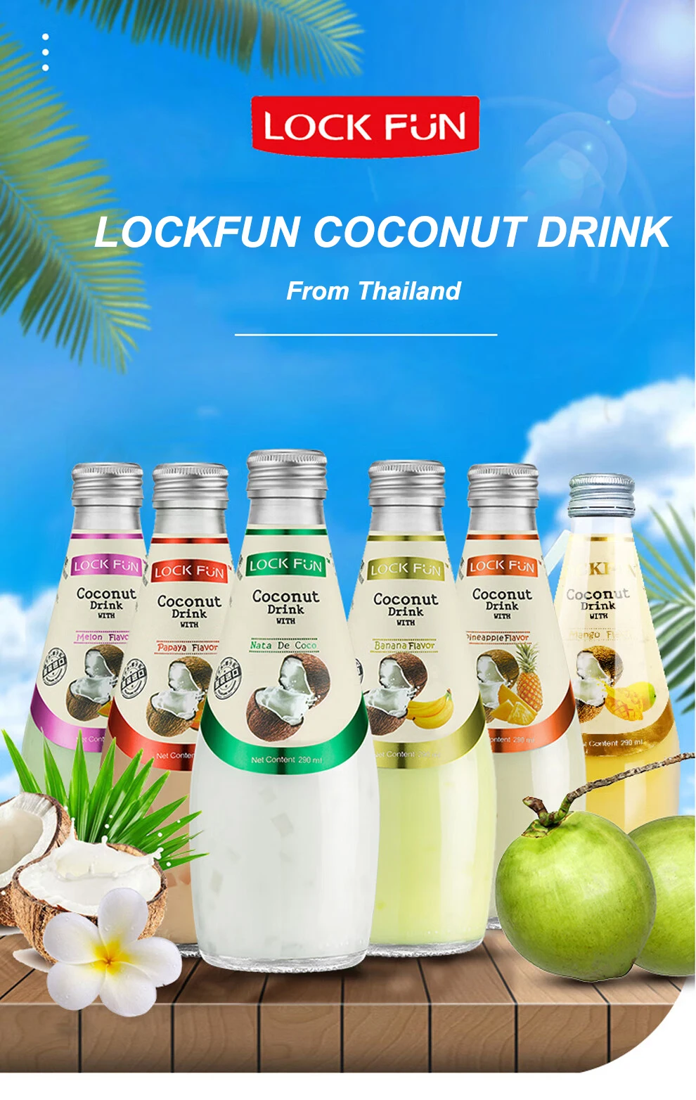 Lockfun Coconut Milk Drink Coconut Juice Drink Containing Coconut Water