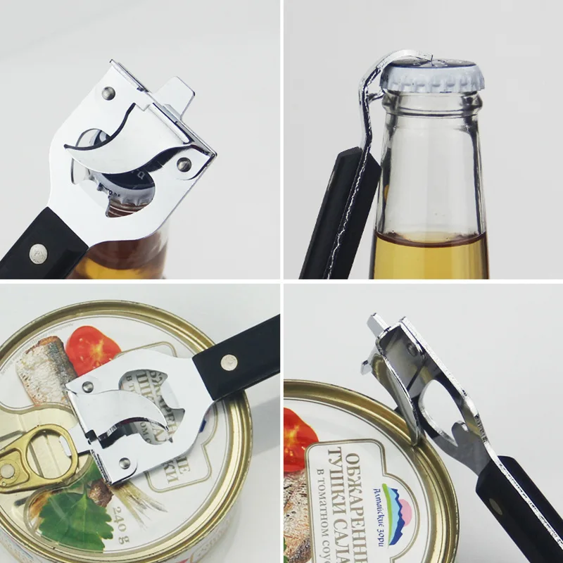 Kitchen Bar Tool Multifunctional Manual Can Opener Beer Bottle Opener for Kinds of Cans Jar and Tins