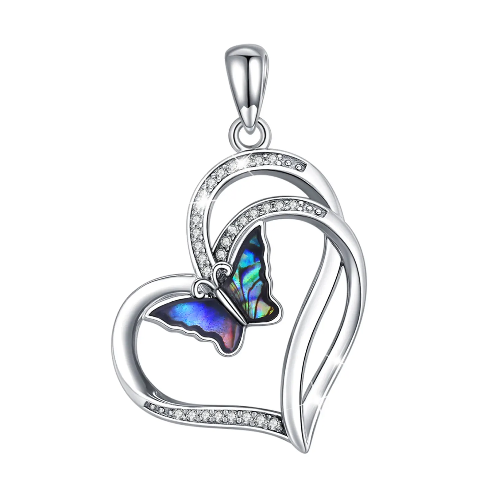 925 Sterling Silver Women Blue butterfly Cubic Zirconia love Cz