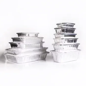 Laixin Oem Logo Aluminium Foil Pan Disposable Takeaway Food Container Aluminum Foil Tray Small Size Aluminum Foil Container With