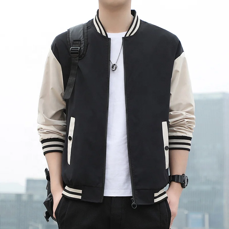 Spring Autumn Men Baseball Stand Collar Korean Style Casual Jackets And Coats Male Slim Fit Bomber Jacket_voghion.com