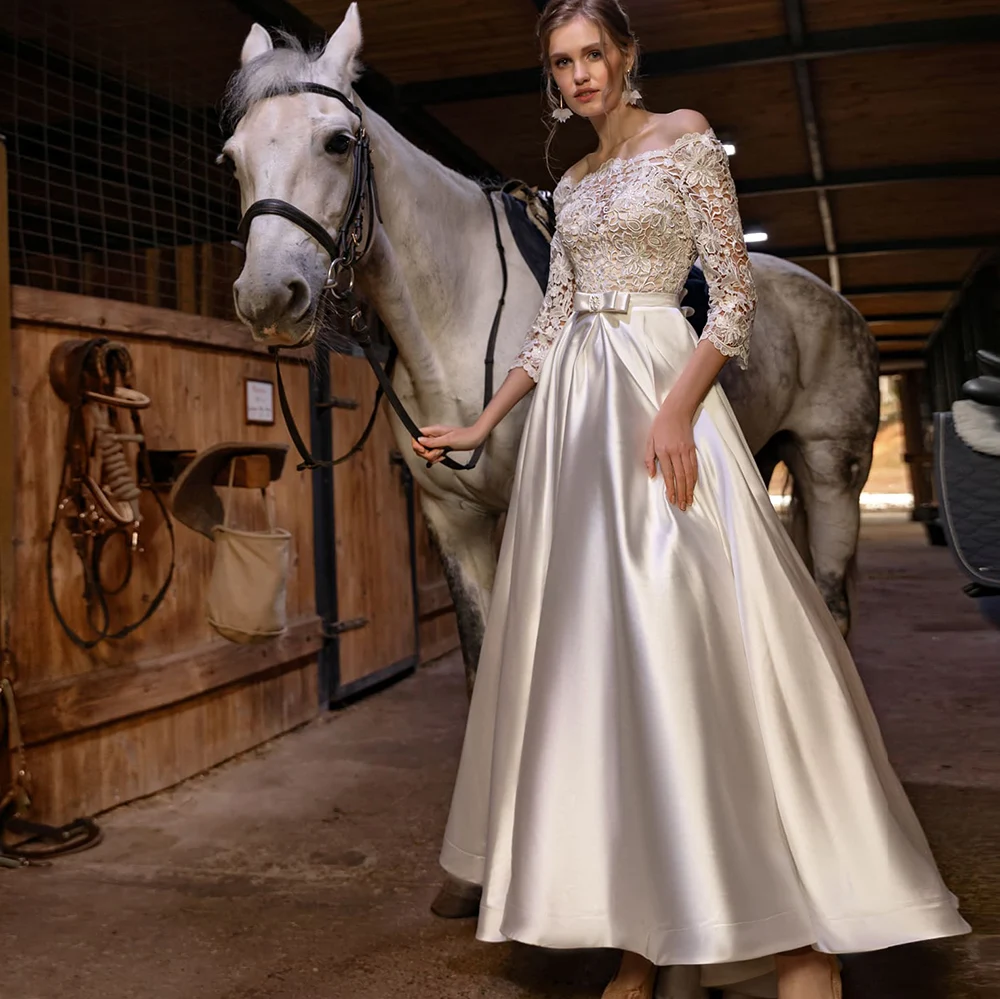 Luxury A-line Lustrous Satin Wedding 