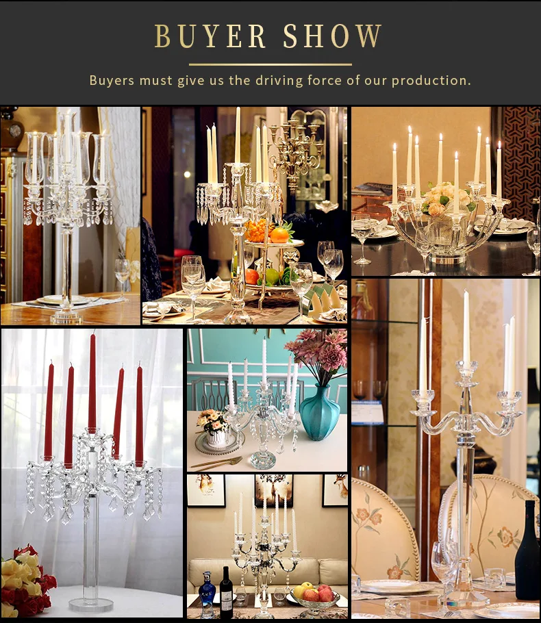 5 Arms Crystal Candelabra Wedding Centerpieces Glass Wedding Party Table Decoration Crystal Candlestick supplier