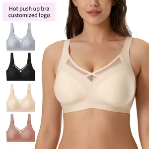 Women's Comfortable Summer Jelly Bra Seamless Adjusted-Straps Push-Up Soutien-Gorge for Big Breasts Knitted Plus Size Bralette
