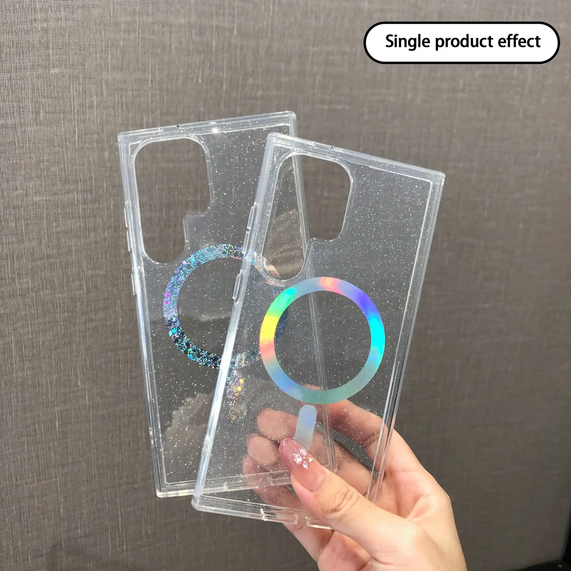 Factory Direct Laser Glitter Magnetic Ring Case for Samsung Galaxy S26 Ultra S25 S24 Transparent IMD PC TPU Protective Cover