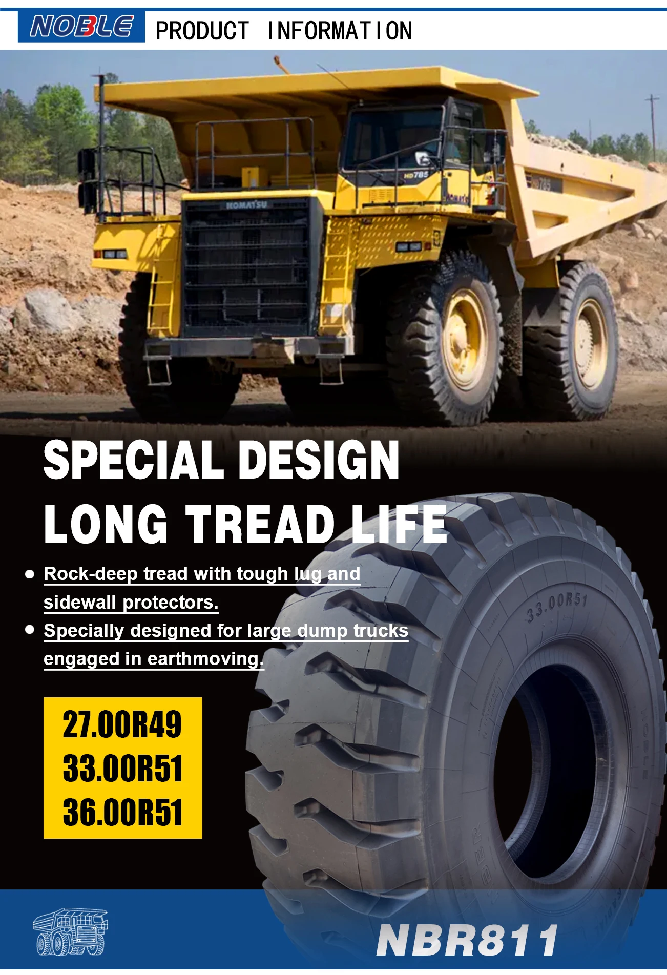 Pattern E4 Otr Tire 27.00r49 33.00r51 36.00r51 Nbr811 Large Dump Truck And Port ...