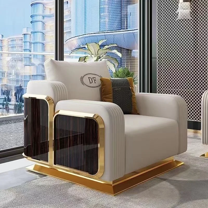 Italian Light Luxury Leather Sofa for Modern Living Rooms