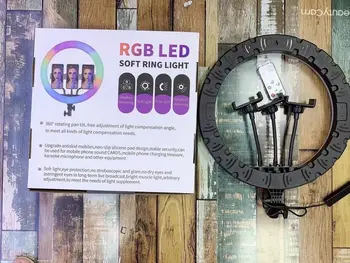CPYP 14 Inch MJ36 RGB Circle Photography Lighting Led RGB Ring Light with Phone Tripod Stand for Selfile Live product image