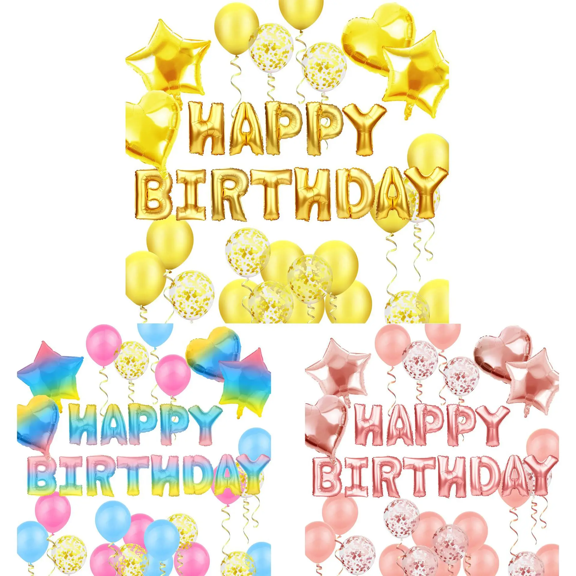 Ensemble De Ballons Joyeux Anniversaire Dores 16 Pieces Fournitures De Fete De Danse Confettis De Ballon Ensemble En Soie De Pluie Decoration De Mariage Nouvelle Collection 21 Buy La Vaisselle Jetable De Partie D Or A Place Des