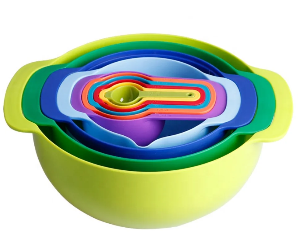 Mixing Bowl Adjustable Baking Colorful Measuring Spoon Set 10 Pcs Set Plastic Measuring Cup