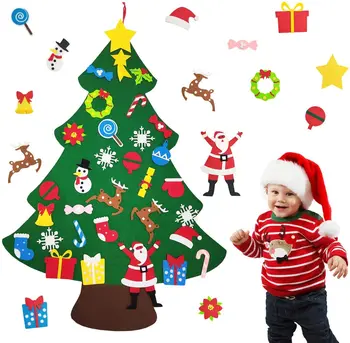 DIY Children Christmas Hanging Ornaments Santa Claus Home Decoration Felt Christmas Tree With Magic Sticker
