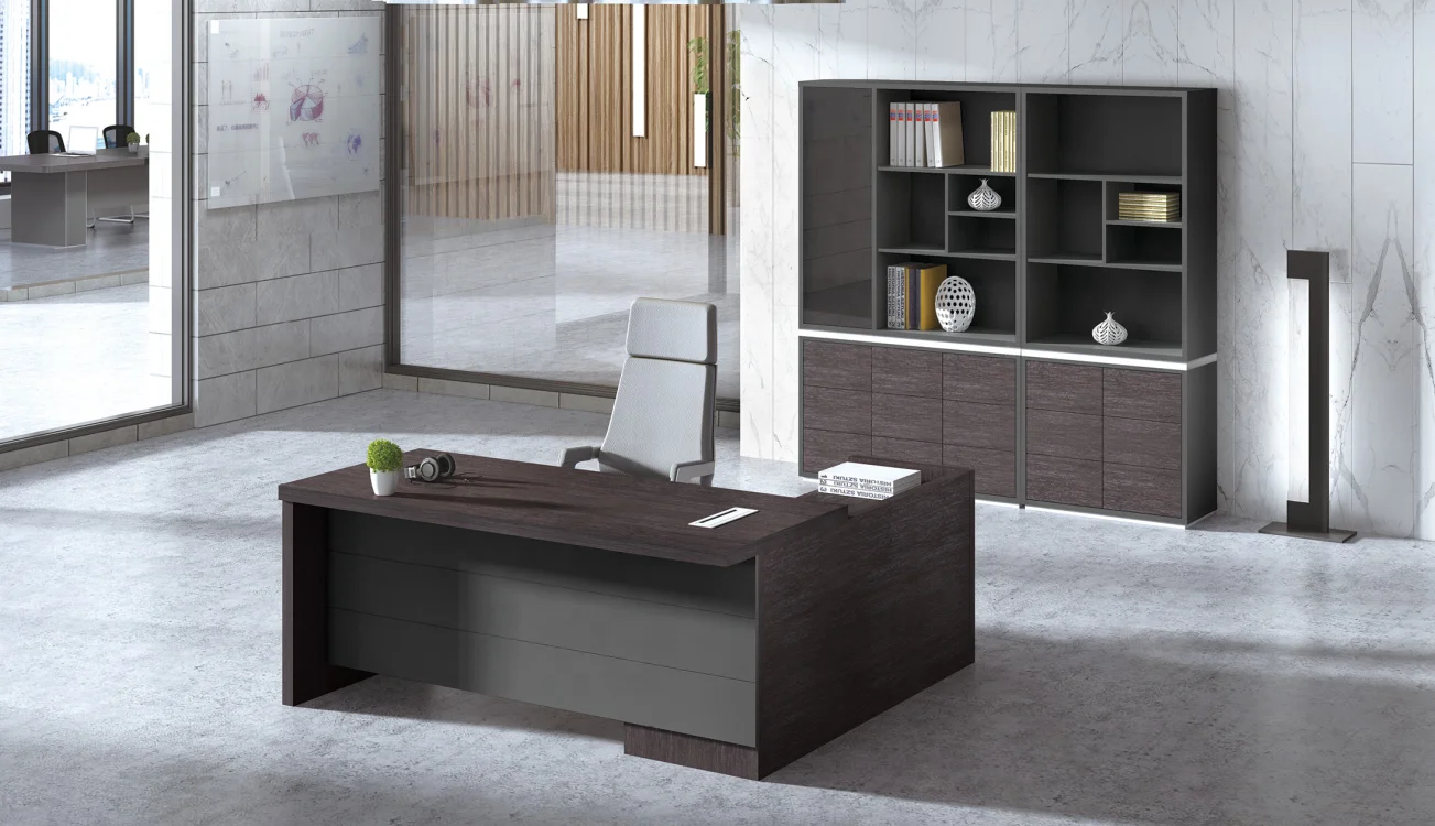 Guangdong Modern Design Office Desk L-Shape Boss Executive Desk Made of MDF for Home Workstations School