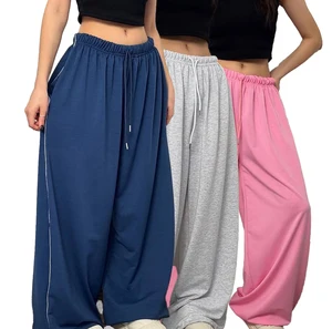 Women's Hip Hop Sweatpants High Waist Drawstring Closure Breathable Comfortable Loose Fit Full Length