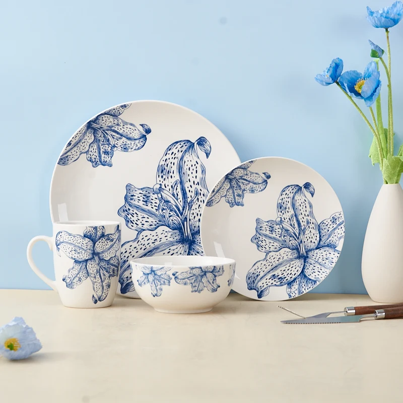 Wholesale 20-Piece Ceramic Daily Use Dinnerware Set Classic Design for Home & Hotels Includes Plates Bowls Cups